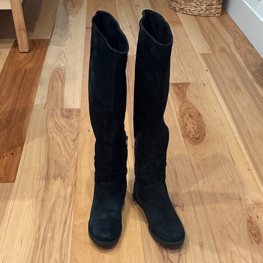 Born Black Suede Knee-High Women's Boots